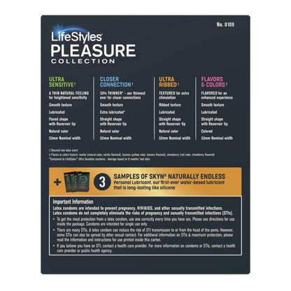 Lifestyles® Pleasure Collection Condom Variety Pack Lubricated One Size Fits Most 36 Per Box (1256944_BX)