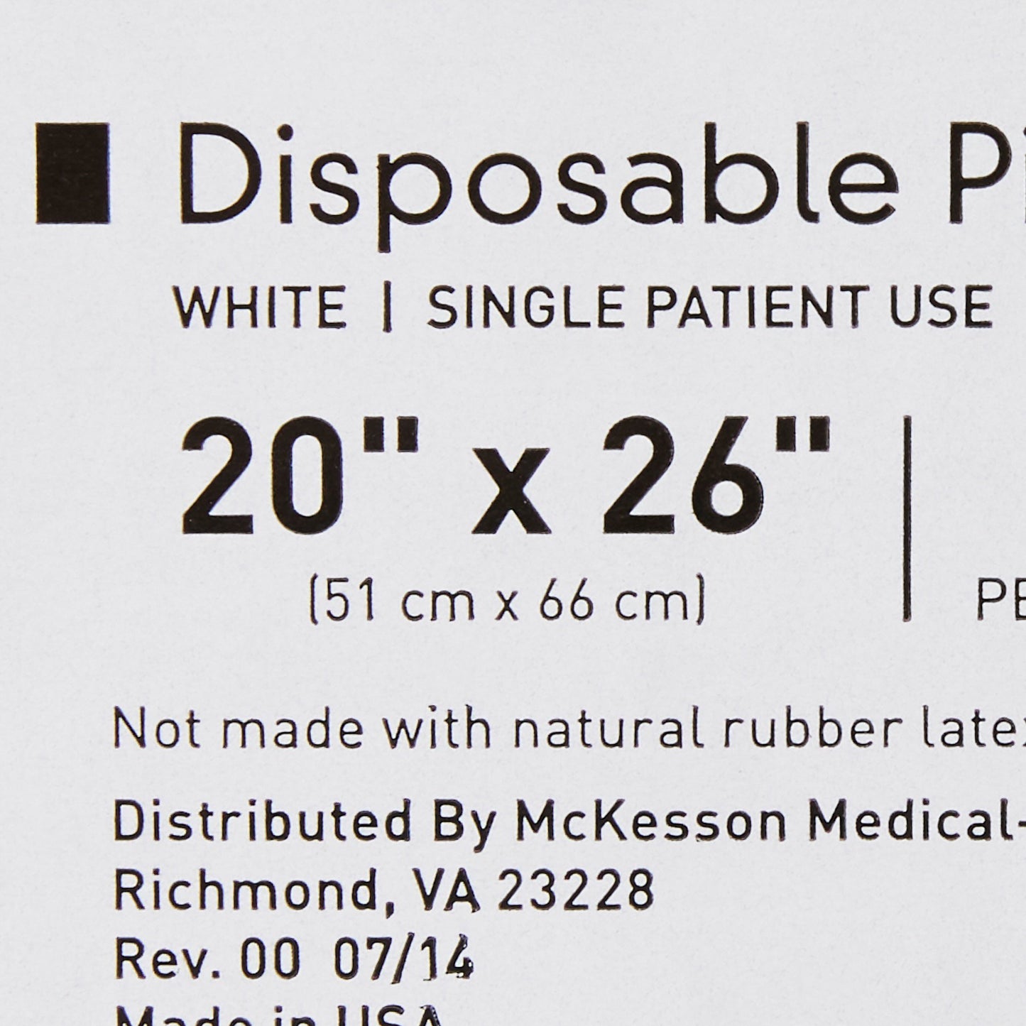 McKesson Bed Pillow 20 X 26 Inch White Single Patient Use (939585_EA)