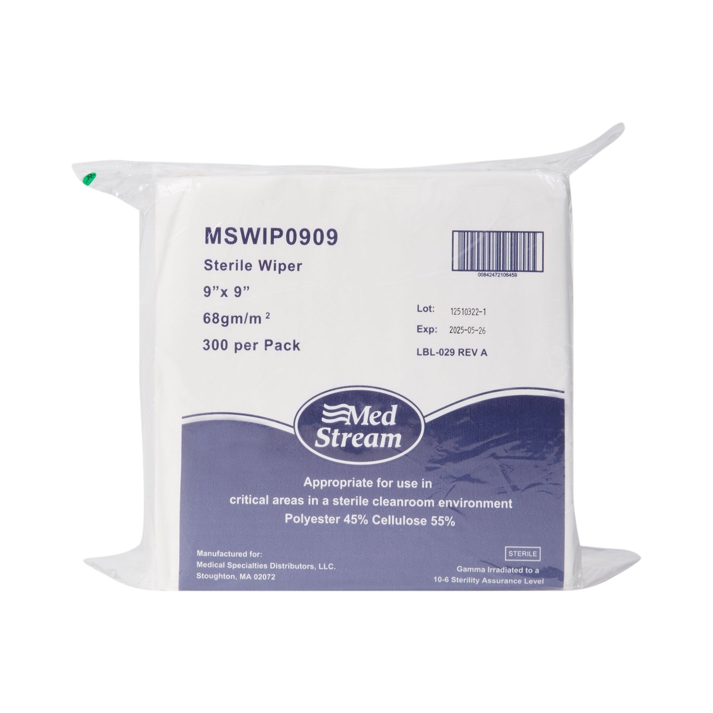 McKesson Cleanroom Wipe ISO Class 5 300 Count Bag 9 X 9 Inch Sterile Disposable (1139257_CS)