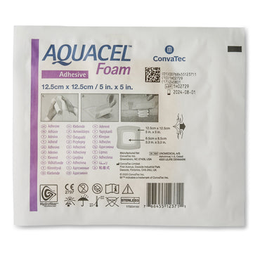 Aquacel® Foam Dressing 5 X 5 Inch With Border Waterproof Film Backing Silicone Adhesive Square Sterile (802594_EA)