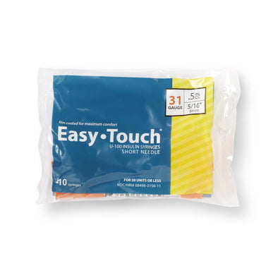 EasyTouch™ Standard Insulin Syringe with Needle 0.5 mL 5/16 Inch 31 Gauge NonSafety Thin Wall (1156902_BX)
