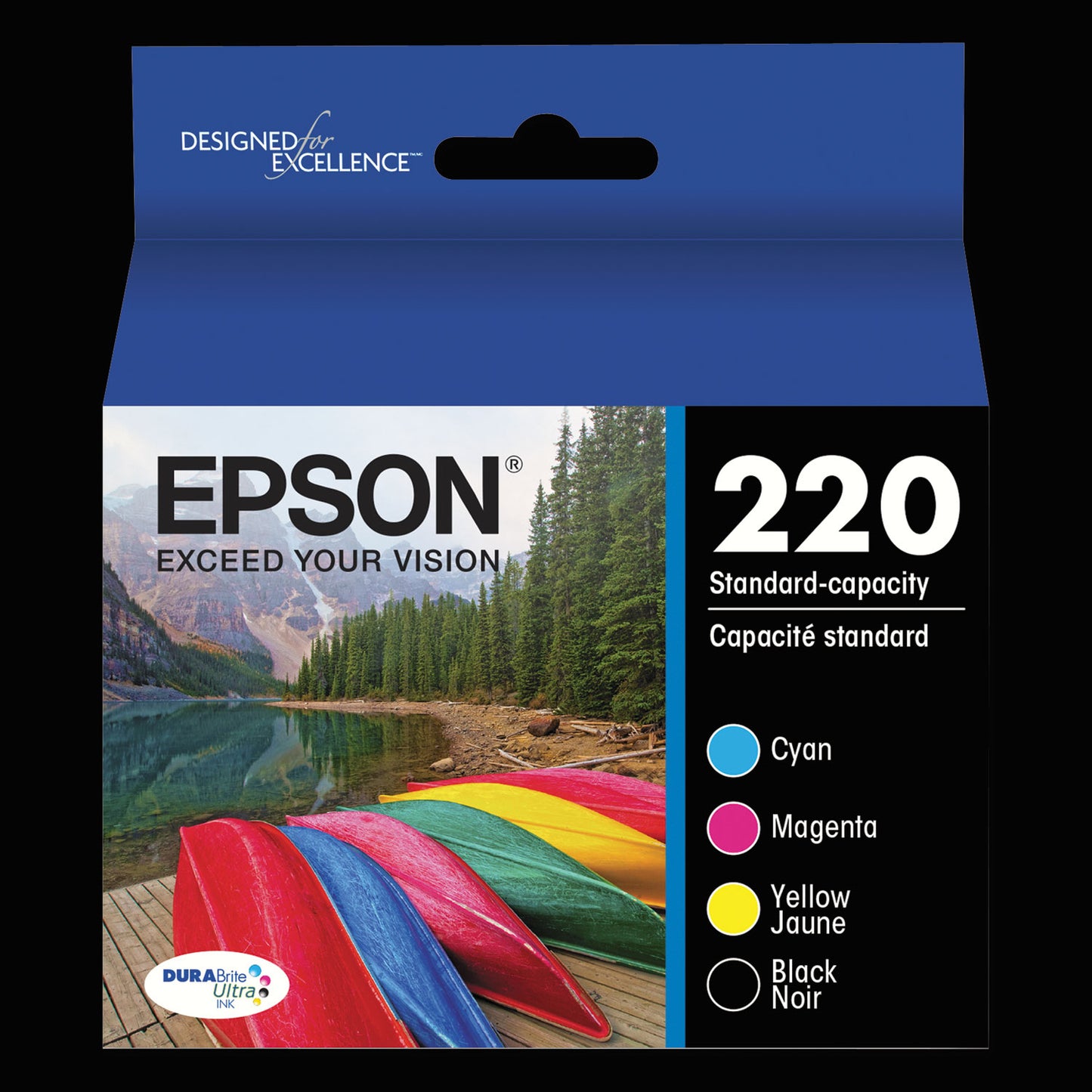 Epson® T220120-BCS (220) DURABrite Ultra Ink, Black/Cyan/Magenta/Yellow (EPST220120BCS)