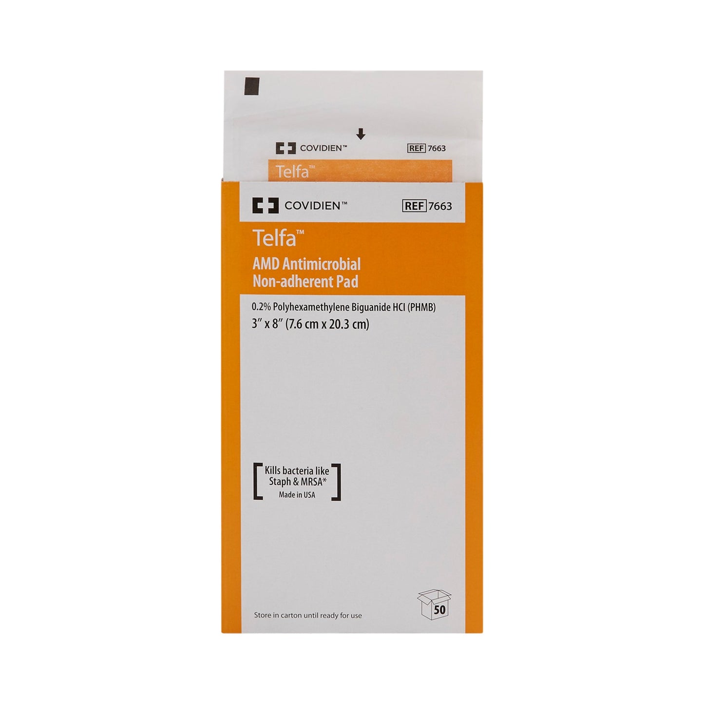 Telfa™ AMD Antimicrobial Island Dressing 3 X 8 Inch Rectangle Sterile Film Backing (479851_TR)