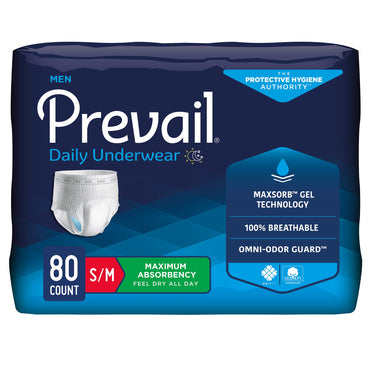 Prevail® Daily Underwear Male Adult Absorbent Underwear Pull On with Tear Away Seams Small / Medium Disposable Heavy Absorbency (889079_BG)
