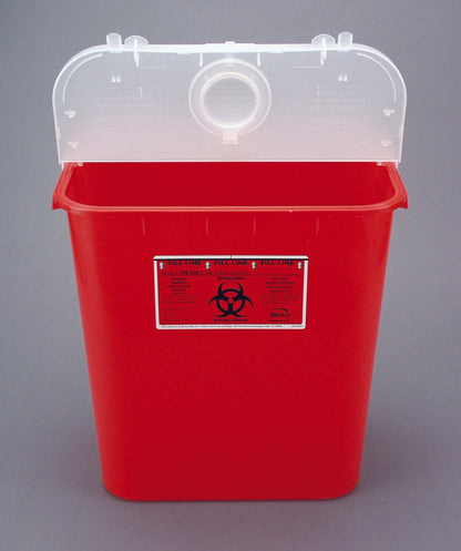 Bemis™ Sentinel Sharps Container Red Base 15-7/8 H X 16-1/2 L X 11-13/16 W Inch Vertical Entry 8 Gallon (298935_EA)