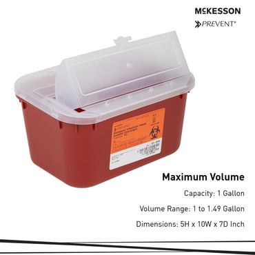 McKesson Sharps Container Red Base 5 H X 10 W X 7 D Inch Horizontal Entry 1 Gallon (586905_CS)