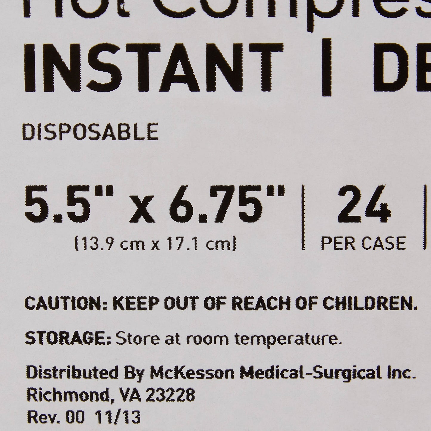 McKesson Instant Hot Pack General Purpose Small Plastic Disposable (521484_CS)