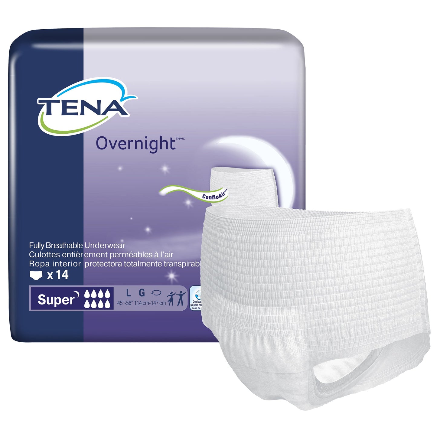 TENA ProSkin Overnight™ Super Unisex Adult Absorbent Underwear Pull On with Tear Away Seams Large Disposable Heavy Absorbency (1053409_CS)