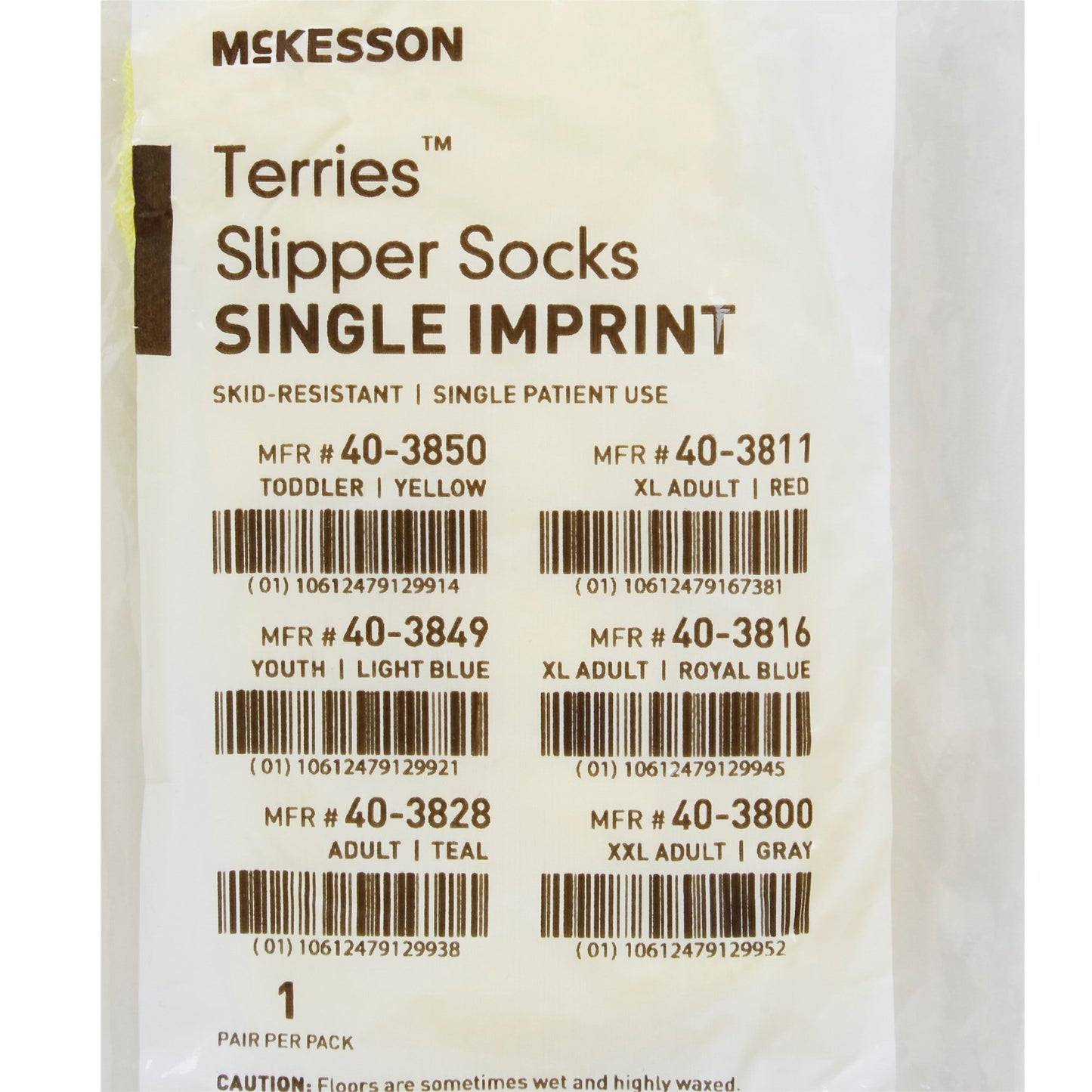 McKesson Terries™ Slipper Socks Unisex Toddler Single Tread Single Patient Use Yellow (334872_PR)