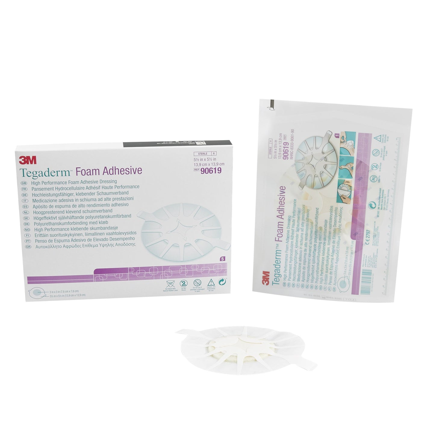 3M™ Tegaderm™ High Performance Foam Dressing 5-1/2 X 5-1/2 Inch With Border Film Backing Acrylic Adhesive Heel Sterile (472010_BX)