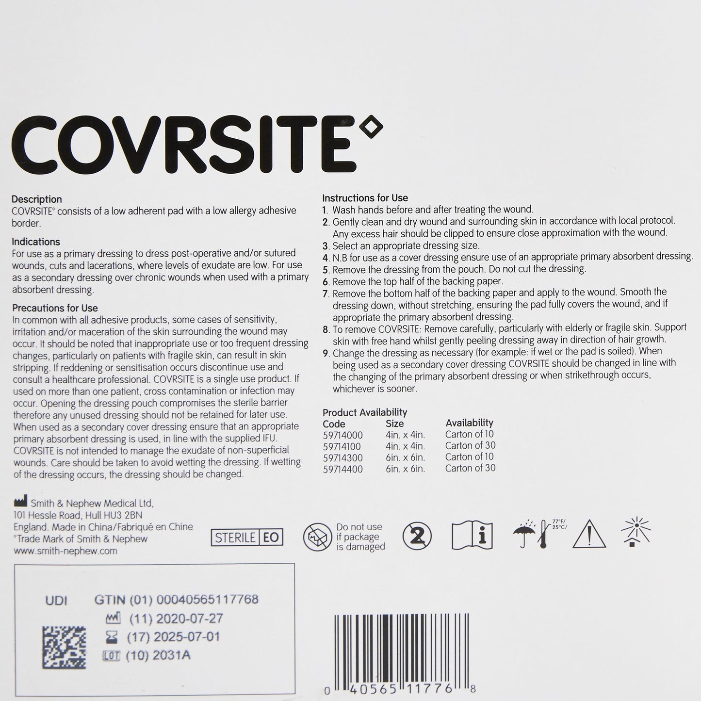 Covrsite Composite Dressing 6 X 6 Inch Square Sterile (352378_CS)