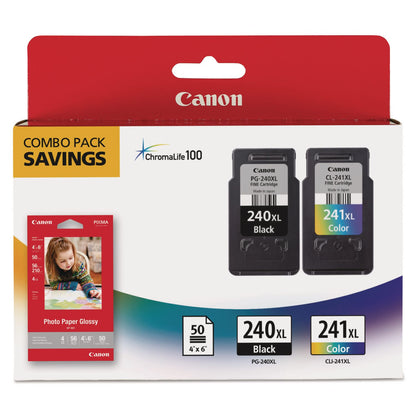Canon® 5206B005 (PG-240XL/CL-241XL) High-Yield Ink/Paper Combo, Black/Tri-Color (CNM5206B005)