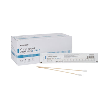 McKesson Swabstick Cotton Tip Wood Shaft 6 Inch Sterile 1 per Pack (999736_CS)