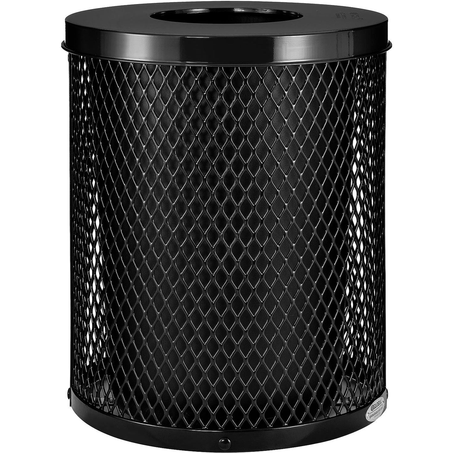 Global Industrial Outdoor Diamond Steel Trash Can With Flat Lid, 36 Gallon, Black (WB261924BK)