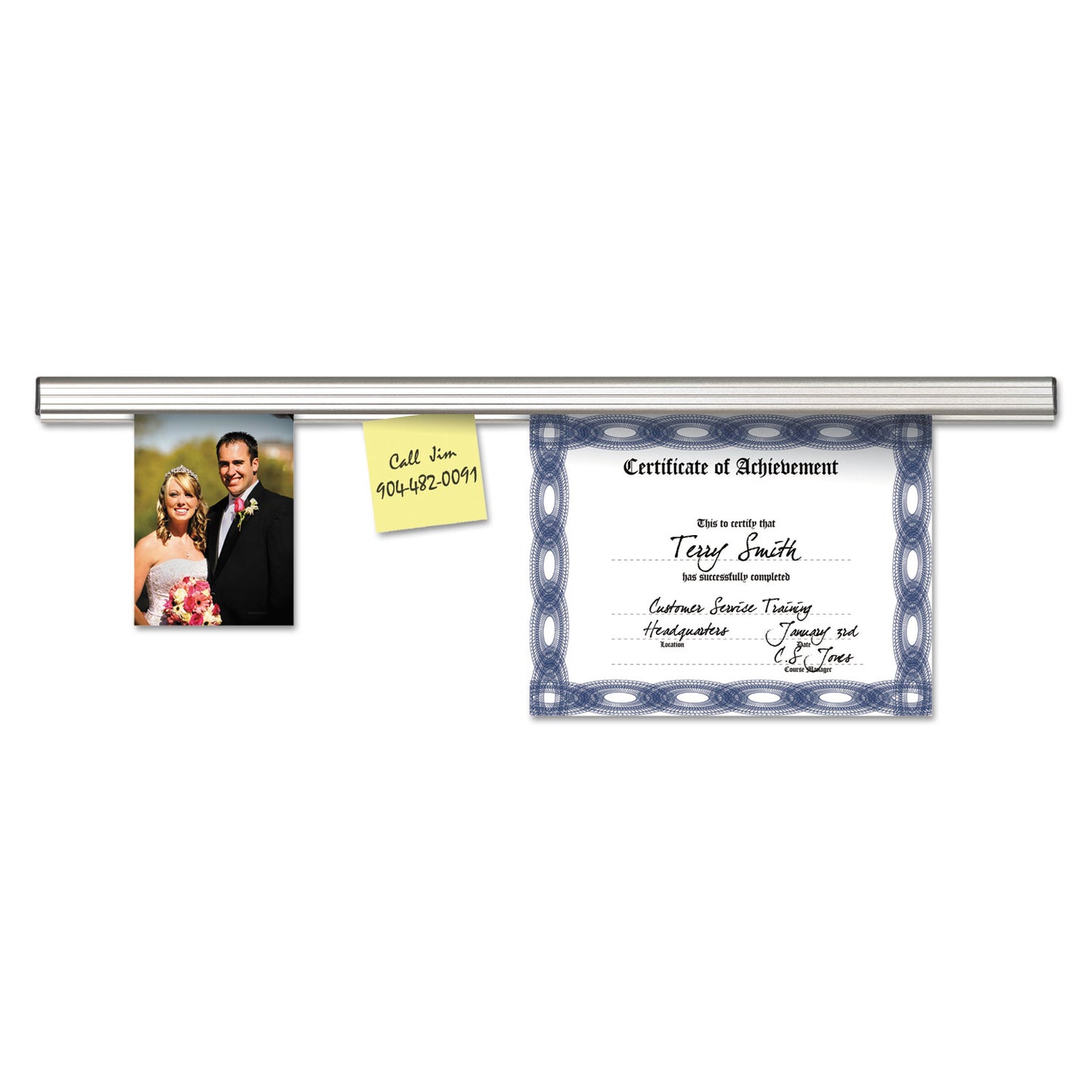 Advantus Grip-A-Strip Display Rails, 1.5" x 96", Satin Aluminum (AVT2015)
