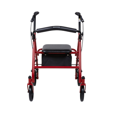 McKesson 4 Wheel Rollator Red Adjustable Height / Folding Steel Frame (1065268_EA)