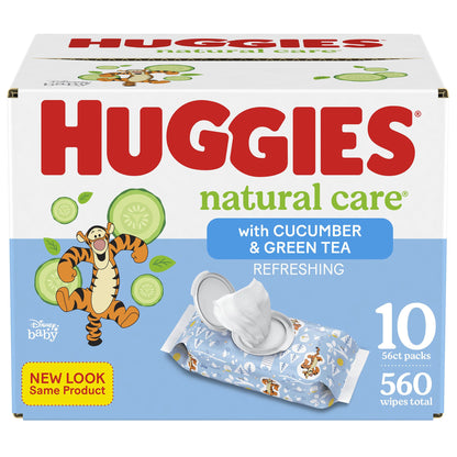 Huggies® Natural Care™ Refreshing Baby Wipe Soft Pack Cucumber / Green Tea Scent 560 Count (1160312_CS)