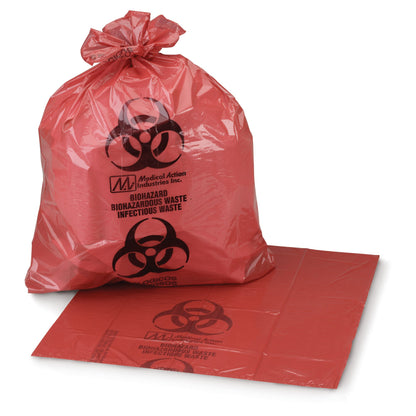 McKesson Biohazard Waste Bag Biohazard Symbol / Infectious Waste 1 to 3 gal. Red 11 X 14 Inch (223411_BX)
