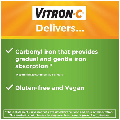 Vitron-C® Multivitamin Supplement Ascorbic Acid / Iron 125 mg - 65 mg Strength Tablet 60 per Bottle (699765_BT)