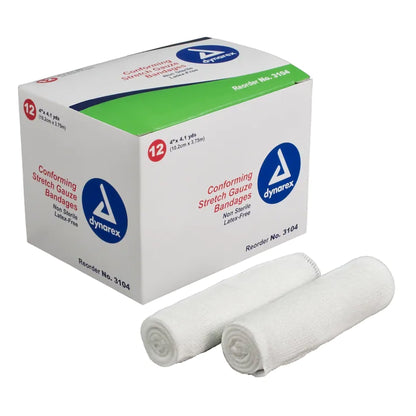 Dynarex® Conforming Bandage 4 Inch X 4.1 Yard 1-Ply NonSterile 12 per Pack (691354_BX)