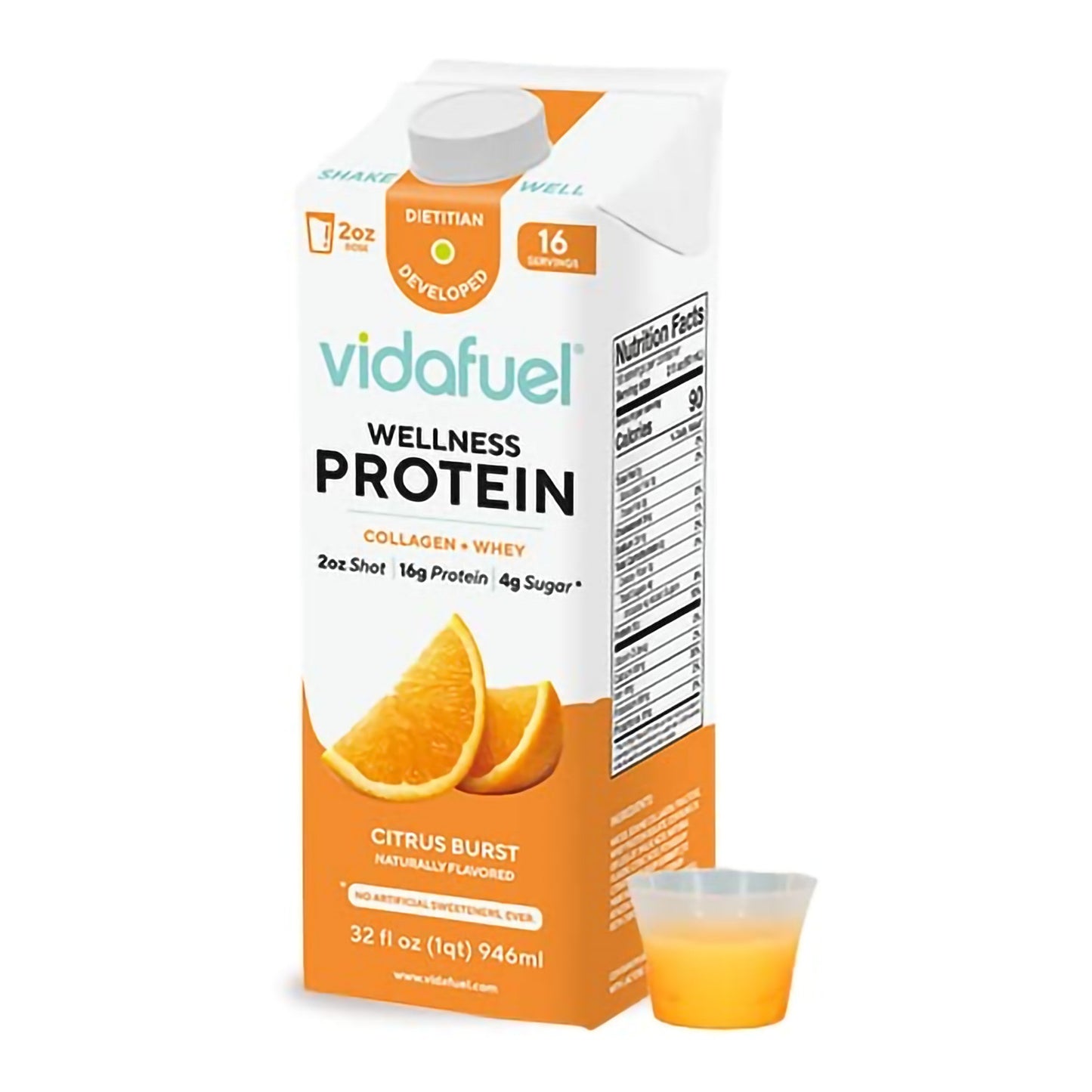 Vida Fuel Wellness Protein Oral Supplement Citrus Burst Flavor Liquid 32 oz. Reclosable Carton (1244684_EA)