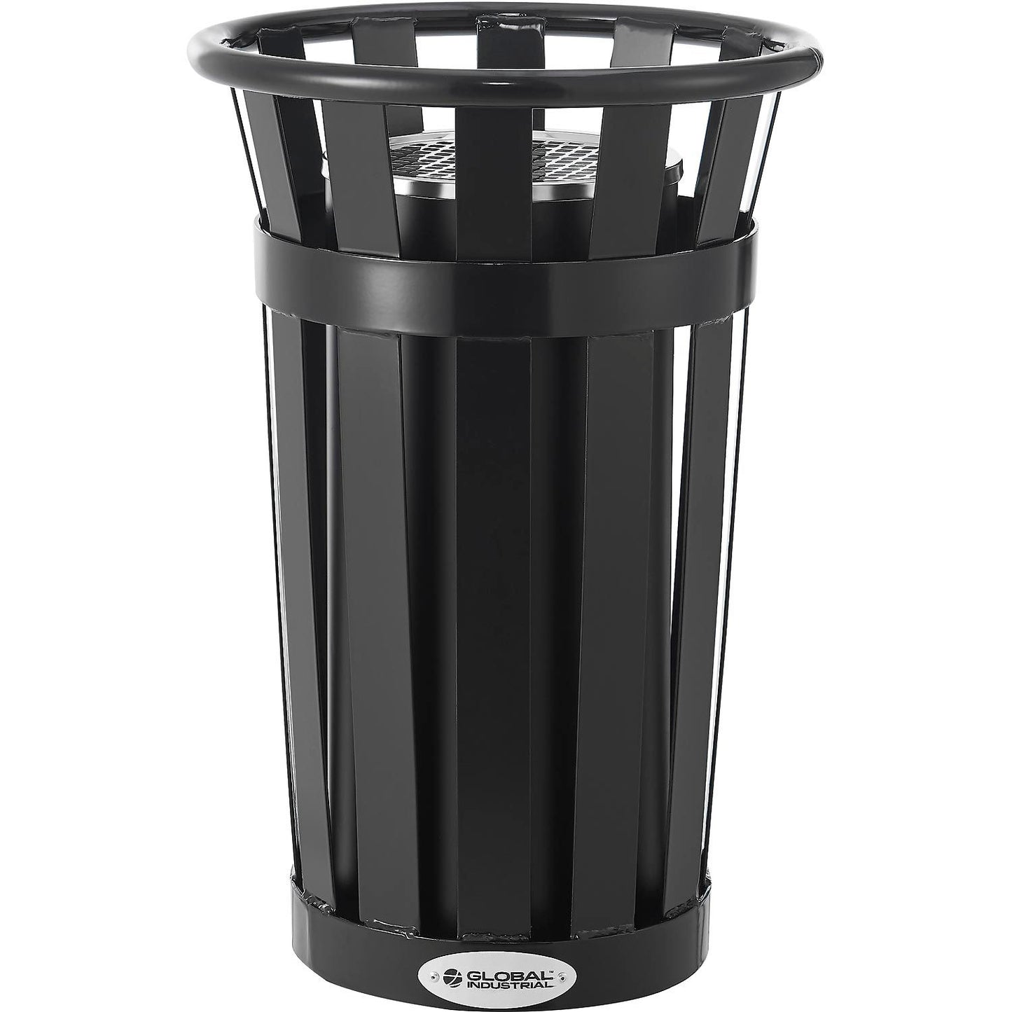 Global Industrial Slatted Steel Outdoor Ashtray, 13 Gallon, Black (WB615155)