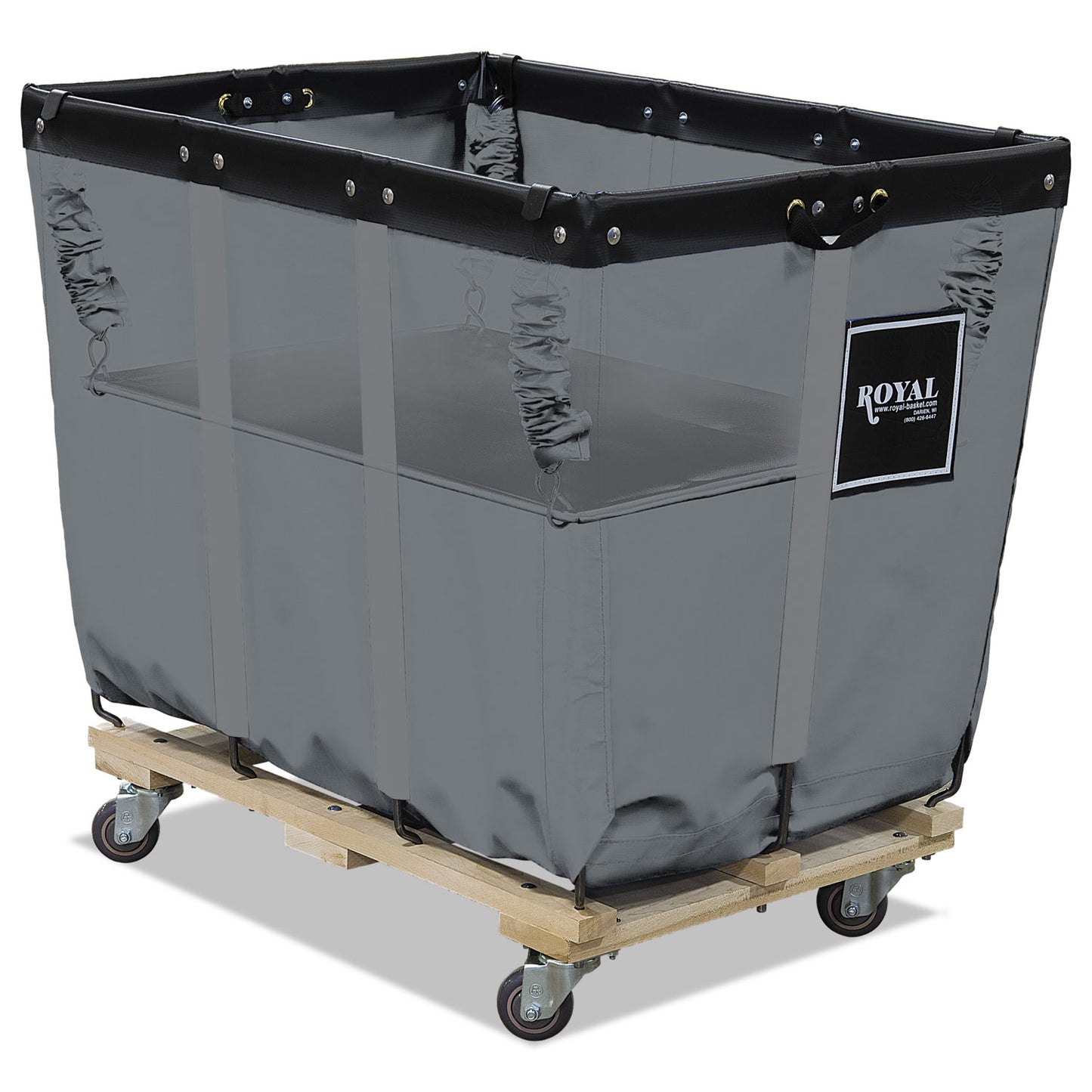 Royal Basket Trucks Spring Lift, 28 x 44, 20 Bushel, Vinyl/Steel, Gray (RBTL20GGXSLN)