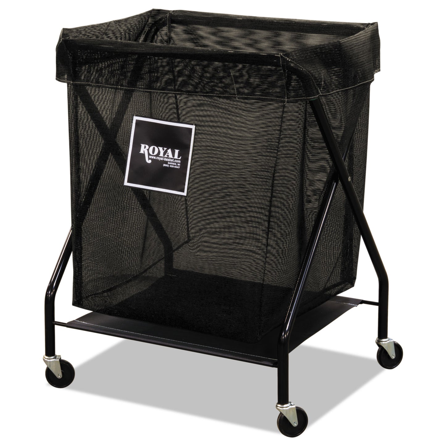 Royal Basket Trucks X-Frame Cart, Synthetic Fabric, 8-Bushel, 9.96 cu ft Bin, 21" x 26" x 36", Black (RBTL8KKXXMA3ONN)