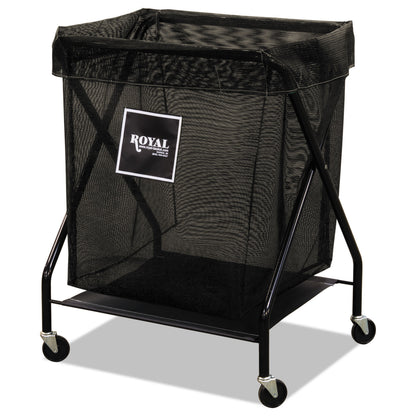 Royal Basket Trucks X-Frame Cart, Synthetic Fabric, 8-Bushel, 9.96 cu ft Bin, 21" x 26" x 36", Black (RBTL8KKXXMA3ONN)