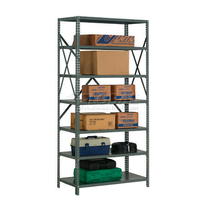 Global Industrial 7 Shelf, Open Steel Shelving, 36"W x 18"D x 73"H, Starter, 20 GA, Gray (WB234131A)
