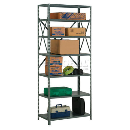 Global Industrial 7 Shelf, Open Steel Shelving, 36"W x 12"D x 85"H, Starter, 20 GA, Gray (WB234310A)