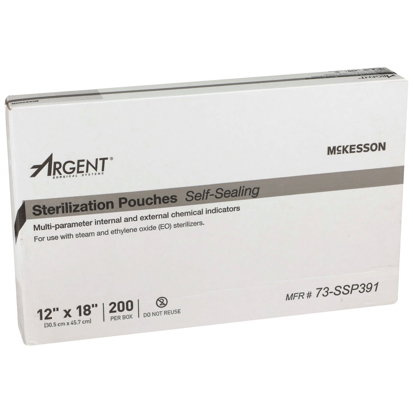 McKesson Argent™ Sure-Check® Sterilization Pouch Ethylene Oxide (EO) Gas / Steam 12 X 18 Inch Transparent / Blue Self Seal Paper / Film (527136_CS)