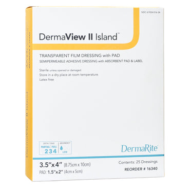 DermaView II™ Island Transparent Film Dressing with Pad 3-1/2 X 4 Inch Frame Style Delivery Rectangle Sterile (946647_EA)