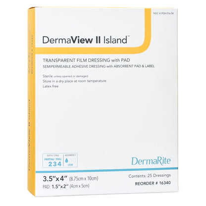 DermaView II™ Island Transparent Film Dressing with Pad 3-1/2 X 4 Inch Frame Style Delivery Rectangle Sterile (946647_EA)