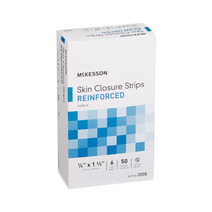 McKesson Skin Closure Strip 1/4 X 1-1/2 Inch Nonwoven Material Reinforced Strip White (876307_BX)