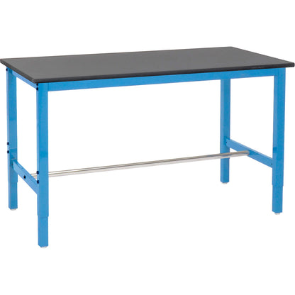 Global Industrial Adjustable Lab Workbench, 60" x 36", Phenolic Safety Edge, Blue (WB237384)