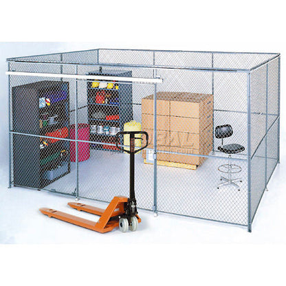Global Industrial Wire Mesh Partition Security Room 10x10x8 without Roof - 4 Sides (WB603300)