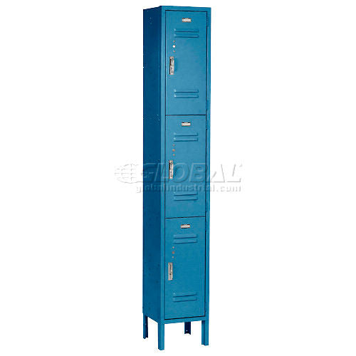 Global Industrial Paramount 3-Tier 3 Door Locker, 12"W x 15"D x 78"H, Blue, Unassembled (WB238230BL)