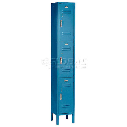Global Industrial Paramount 3-Tier 3 Door Locker, 12"W x 15"D x 78"H, Blue, Unassembled (WB238230BL)