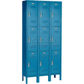 Global Industrial Paramount 3-Tier 9 Door Locker, 36"W x 15"D x 78"H, Blue, Assembled (WB238234BL)