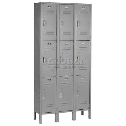 Global Industrial Paramount 3-Tier 9 Door Locker, 36"W x 15"D x 78"H, Gray, Unassembled (WB238231GY)