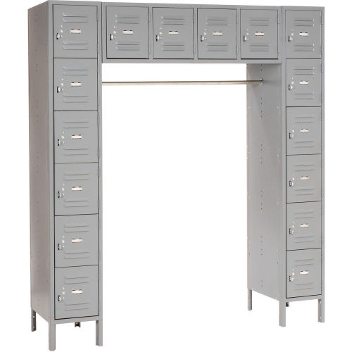 Global Industrial Capital 16 Person Box Locker, 72"W x 18"D x 78"H, Gray, Assembled (WB238235GY)