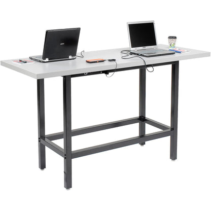 Interion Standing Height Table With Power, 72"L x 30"W, Gray (WB238328)
