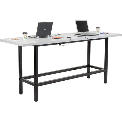 Interion Standing Height Table With Power, 96"L x 30"W, Gray (WB238329)