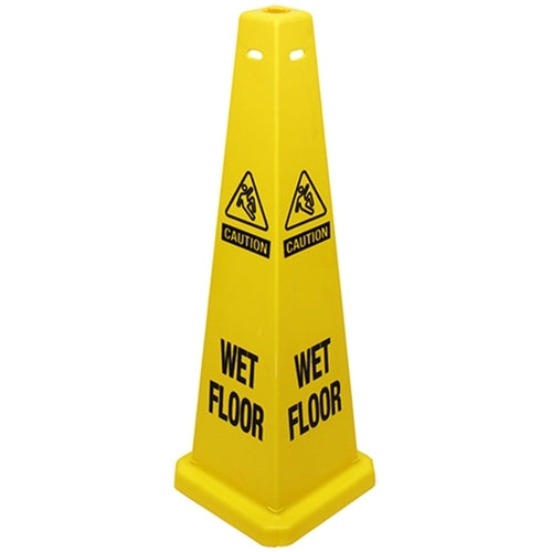 Impact® Four-Sided Wet Floor Sign, English, 36", Yellow, 5/Case (IMP23870)