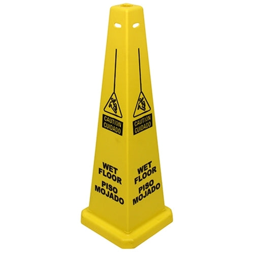Impact® Four-Sided Wet Floor Sign, English/Spanish, 36", Yellow, 5/Case (IMP23879)