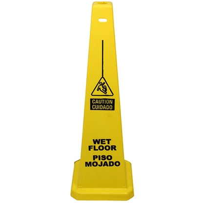 Impact® Four-Sided Wet Floor Sign, English/Spanish, 36", Yellow, 5/Case (IMP23879)