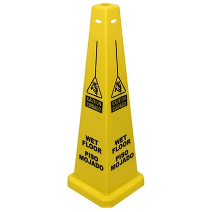 Impact® Four-Sided Wet Floor Sign, English/Spanish, 36", Yellow, 5/Case (IMP23879)