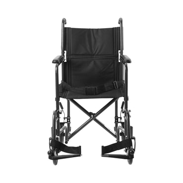 McKesson Transport Chair 19 Inch Seat Width Full Length Arm Swing-Away Footrest Steel Frame with Silver Vein Finish (1065255_EA)