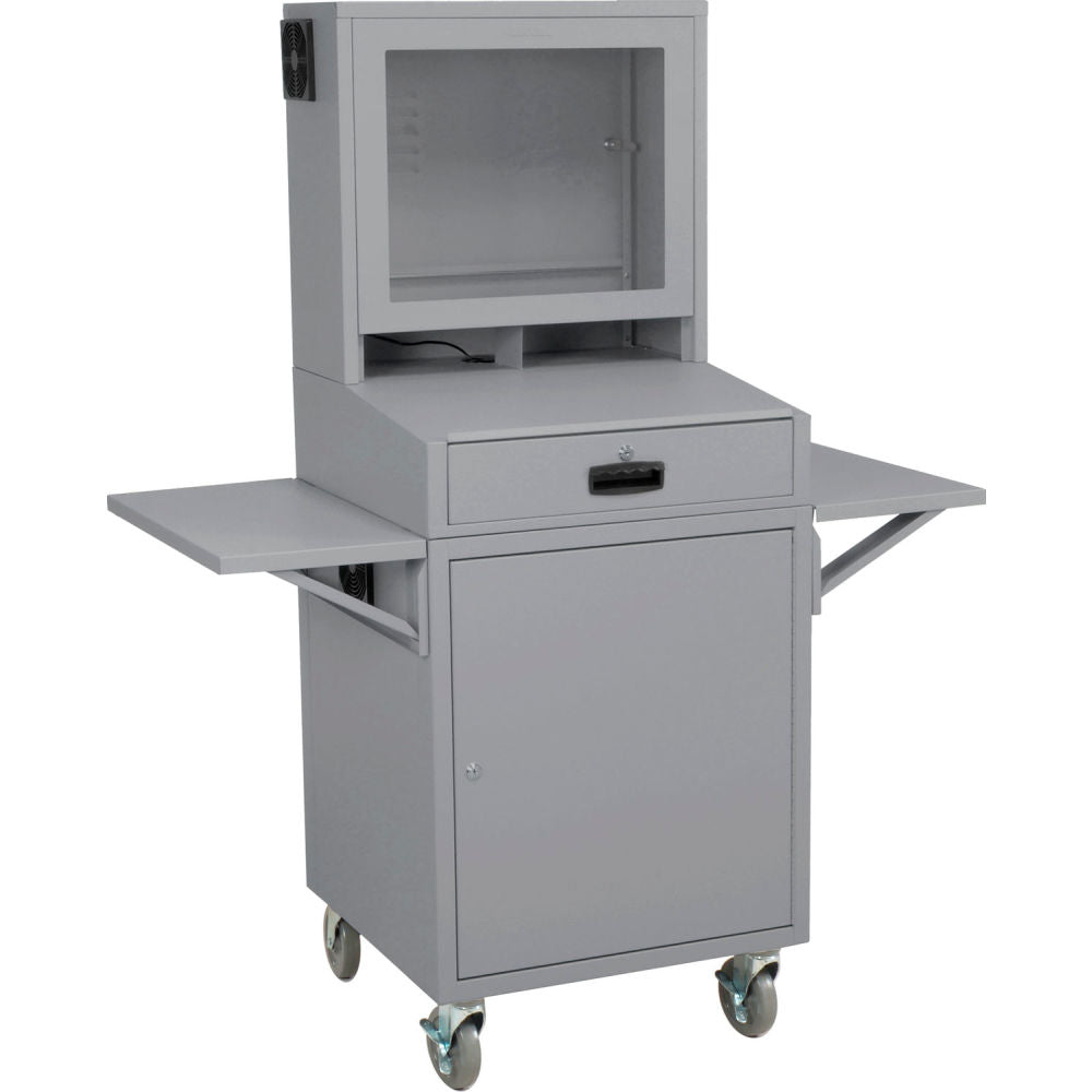 Global Industrial Mobile LCD Computer Cabinet, Complete Bundle, Dark Gray (WB239115CGY)